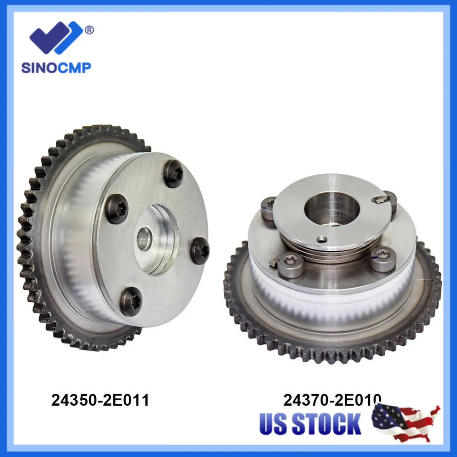 2pc Exhaust & Intake CVVT Timing Camshaft Gear Sprocket 24370-2E010 24350-2E011 for Hyundai Elantra GT 1.8 2.0L GAS DOHC