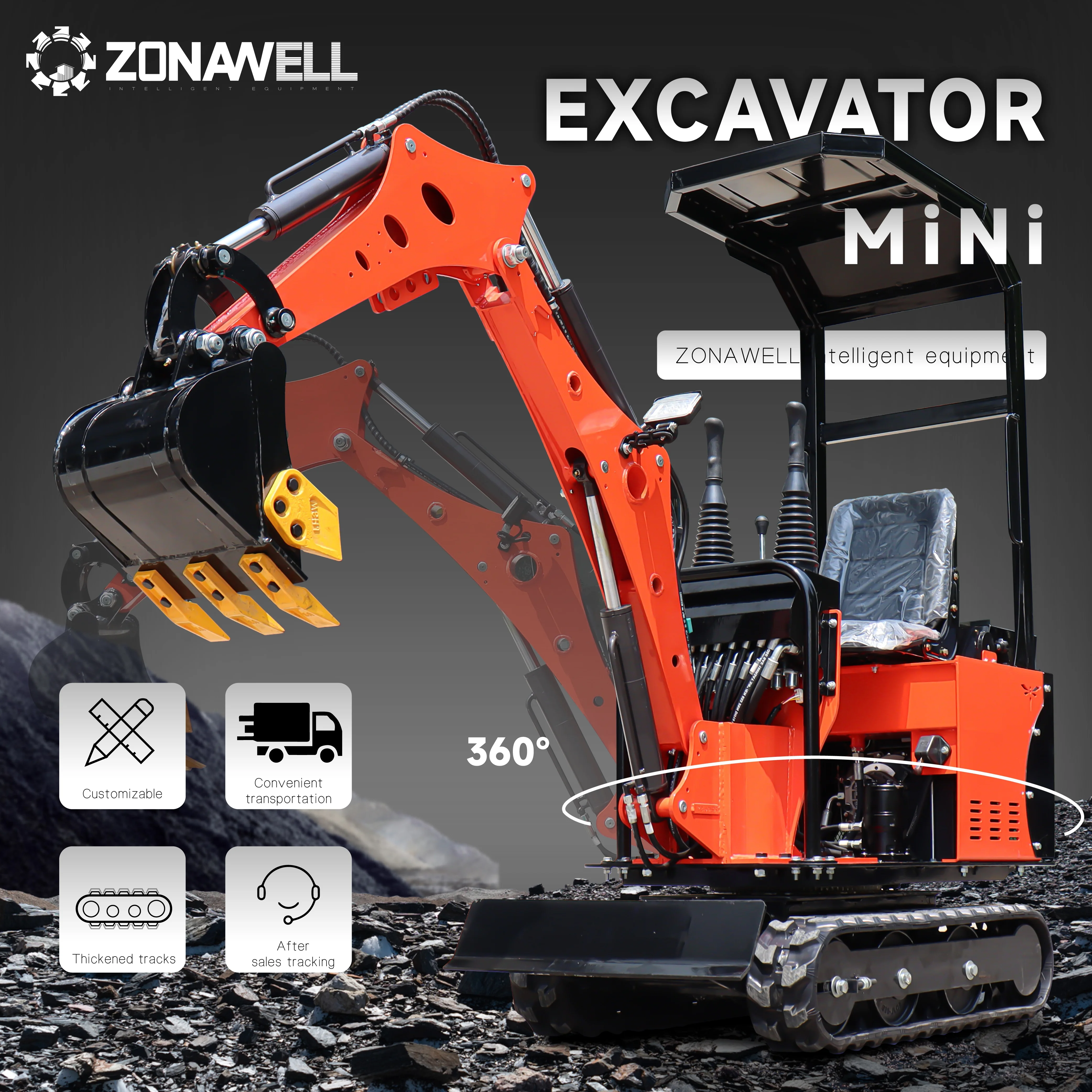 

A new model customized for urban construction 800kg Mini Track Excavator: 8.6kw, EPA Standard, Single Gear Pump, All-Terrain
