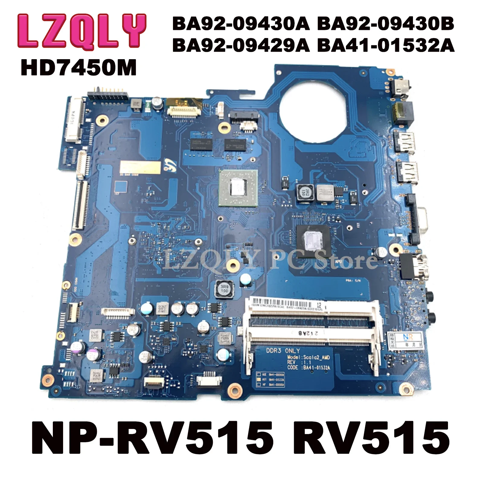 

LZQLY For Samsung NP-RV515 RV515 BA92-09430A BA92-09430B BA92-09429A BA41-01532A Laptop Motherboard HD7450M GPU DDR3