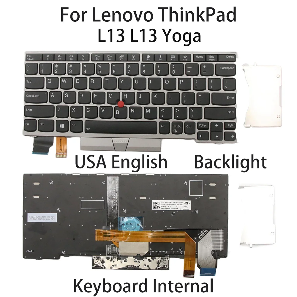 

Новинка для Lenovo ThinkPad L13 L13, серебряная клавиатура для ноутбука Yoga, внутренняя английская подсветка США, FRU: 01YP840 01YP920