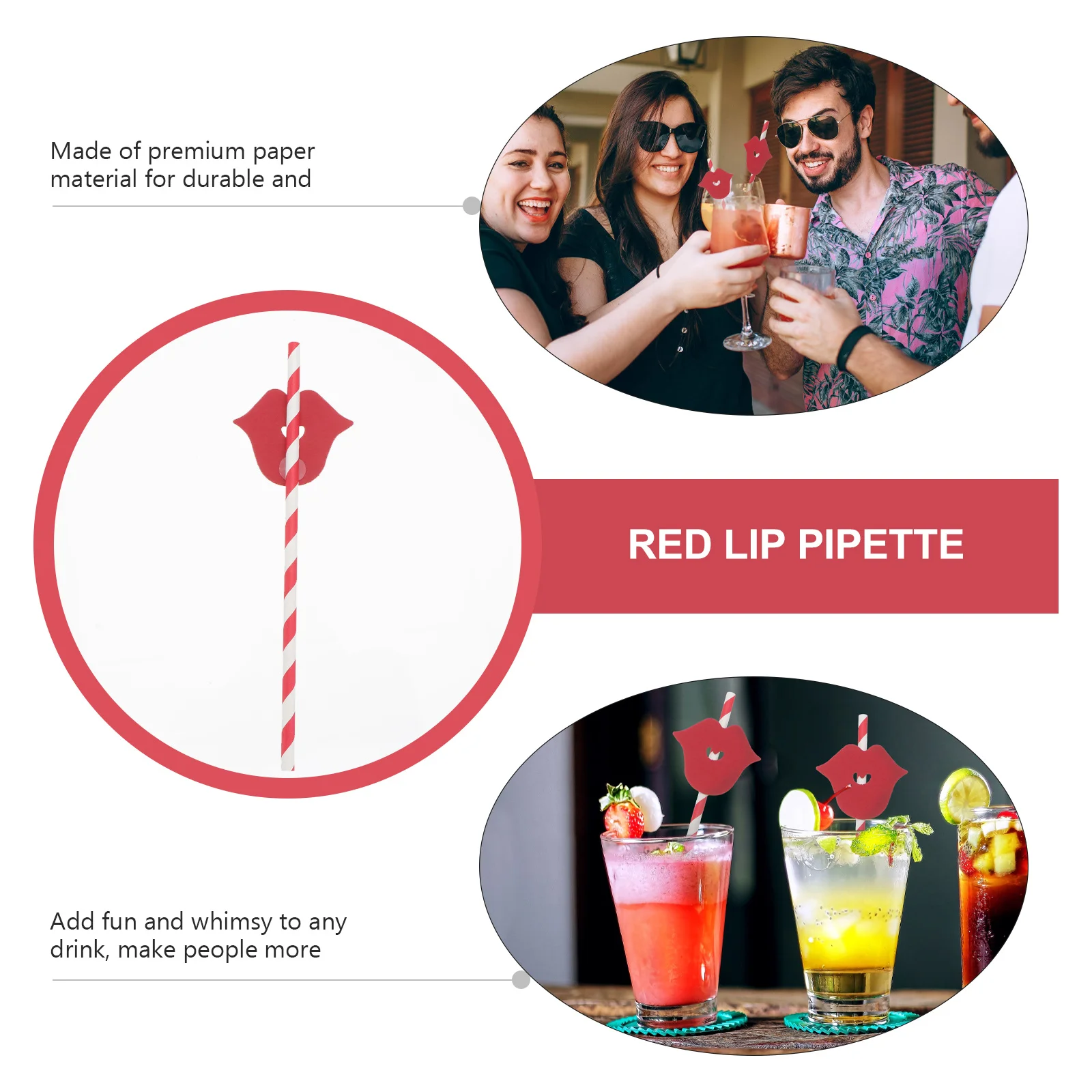 

20Pcs Red Lip Paper Straws Decorative Drinkware Party Festival Supplies Bar Ktv Valentine's Day Accessory Red Lip Straw