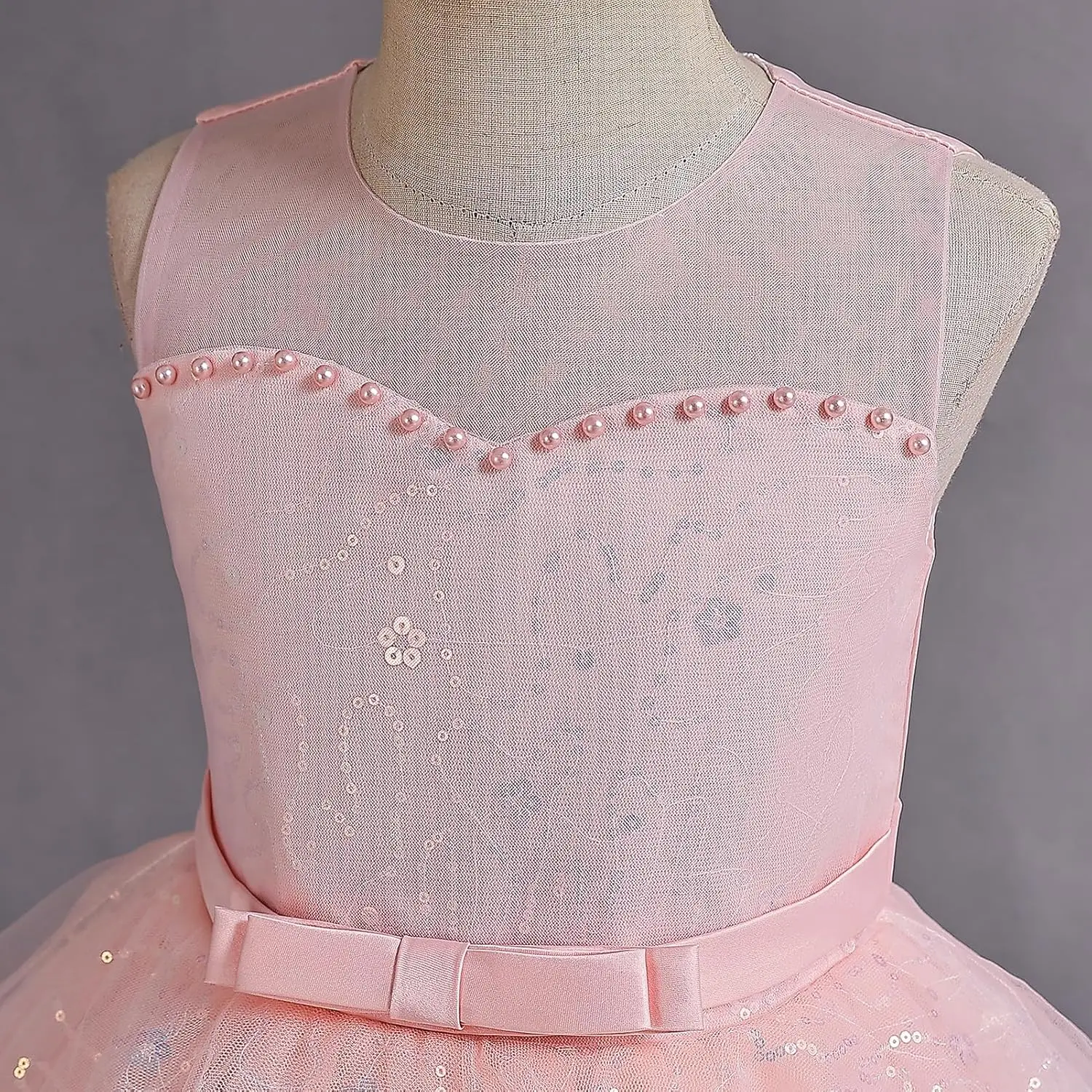 فستان فتاة الزهور ترتر شيفون زهري، فستان زفاف للأطفال لحفلات التخرج وحفلات أعياد الميلاد، فستان المناولة