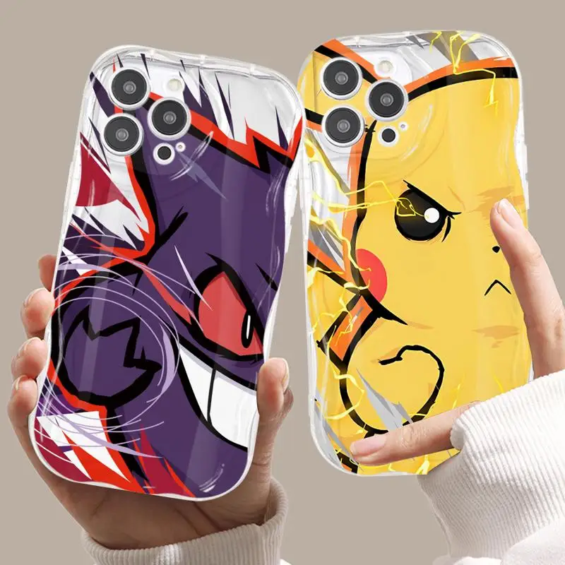 Cartoon Poke_mon Cover Phone Case for Apple iPhone 13 15 Pro Max 14 13 Pro 11 12 14 Plus 15Plus Wave Soft TPU