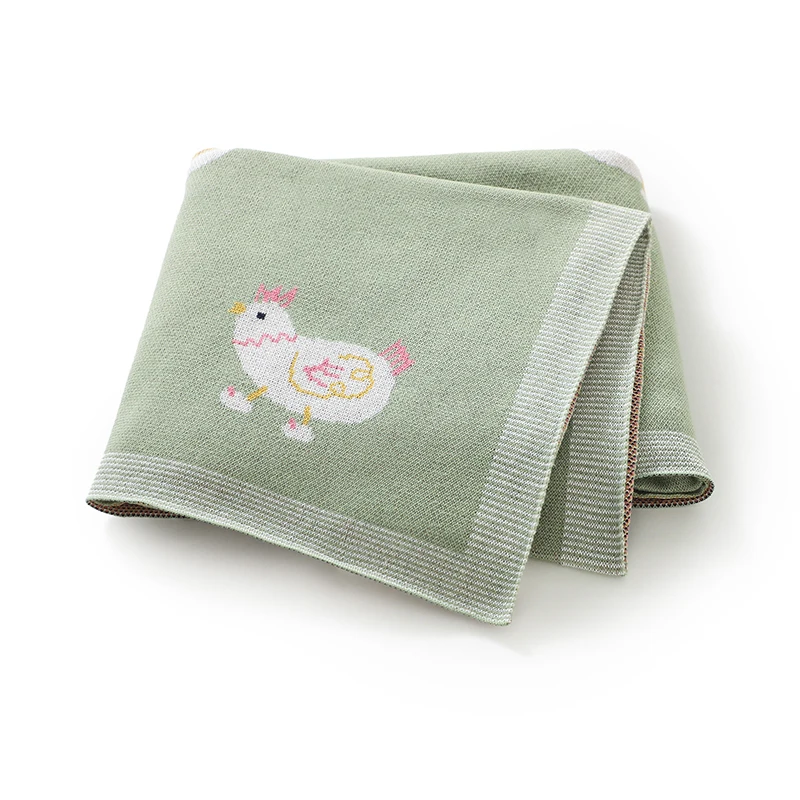 

Cotton Baby Blanket Knit Infant Boy Girl Bedding Quilt 100*80cm Newborn Stroller Swaddling Super Soft Cute Cartoon Chicken Plaid
