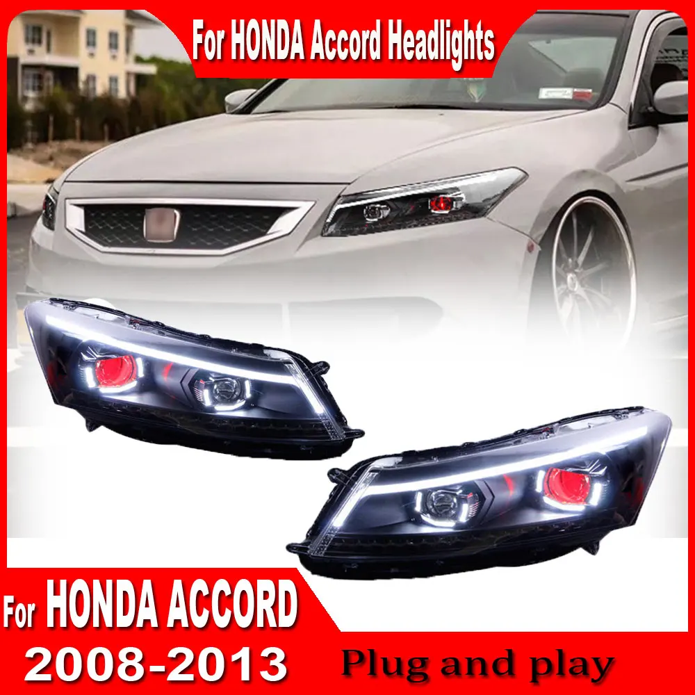 2pcs Car Styling for HONDA Accord 8th Headlights 2008-2013 LED Headlight LED DRL Hid Head Lamp Angel Eye Bi Xenon Accessories