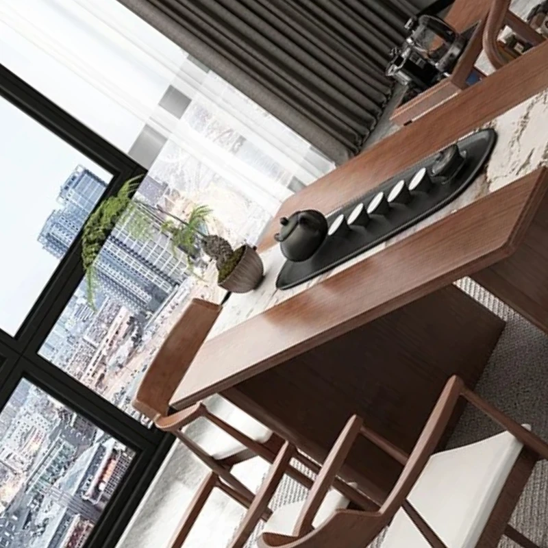 

Modern Luxury Dining Table Set Rock Tea Table Combination Household Wooden Large Chinese Mesa De Jantar Bedroom Set Furniture