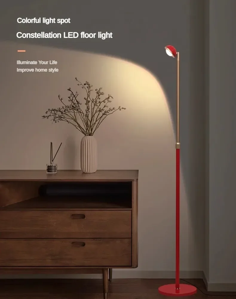 Lámparas de pie nórdicas de puesta de sol, lámpara de tira elevable minimalista led para lectura, lámpara de pie alta de diseño de atmósfera de cabecera Vertical
