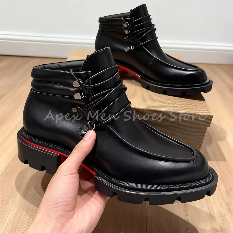 

Черные ботильоны из натуральной кожи для отдыха, оксфорды на платформе со шнуровкой, деловые мужские модельные туфли, увеличивающие рост