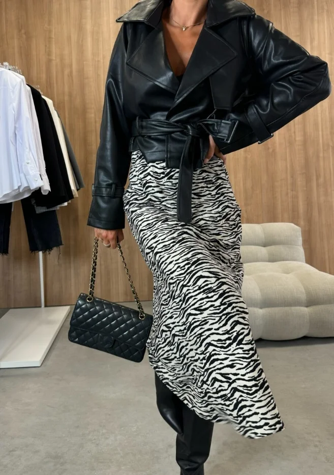 Cintura alta feminina saia urbana elegante, mais recente padrão de leopardo, emagrecimento estampado, abraço do quadril, moda verão, outono, 2022