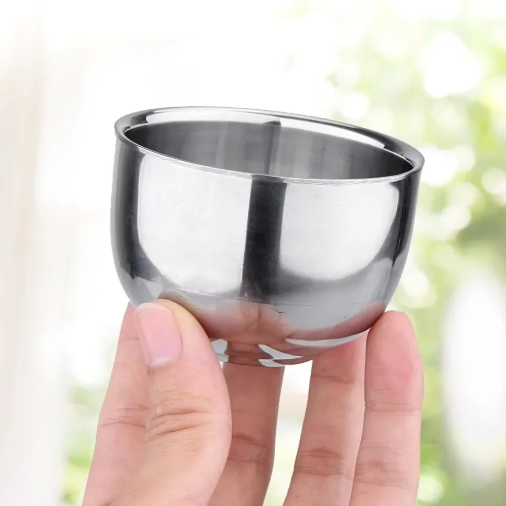 Taza de acero inoxidable de 100/150 ML de alta calidad, taza de cerveza suave y gruesa, taza de afeitar de doble capa