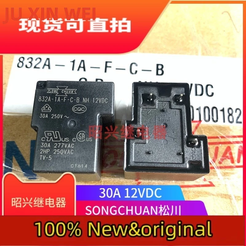 5PCS Brand New &   832A-1A-F-C-B NH 12VDC Songchuan Power relay 30A 4-pin NORMALLY open type