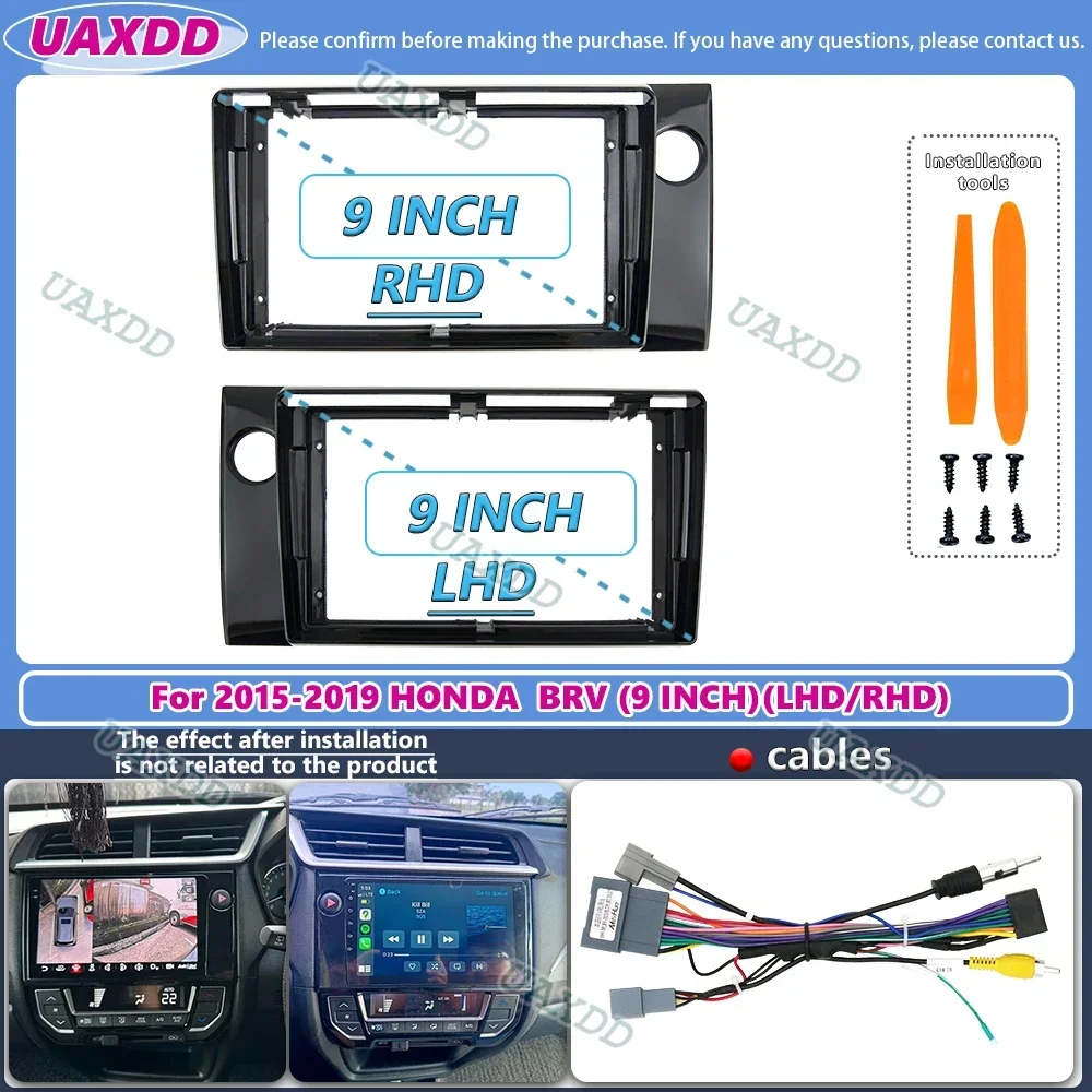 Automotive Fascia For 2006-2013 Honda BRV 9inch Frame Panel Dashboard 2 Din Car Plastic Accessories Kit Console Center Interior