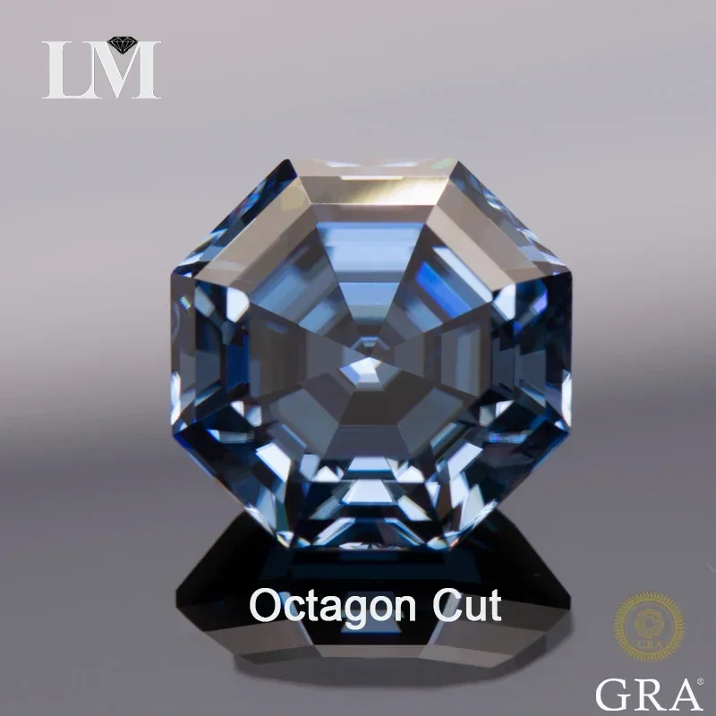 

Moissanite Stone Octagon Natural Colours Royal Blue Lab Grown Gemstones Diamond Jewelry Making Materials with GRA Certificate