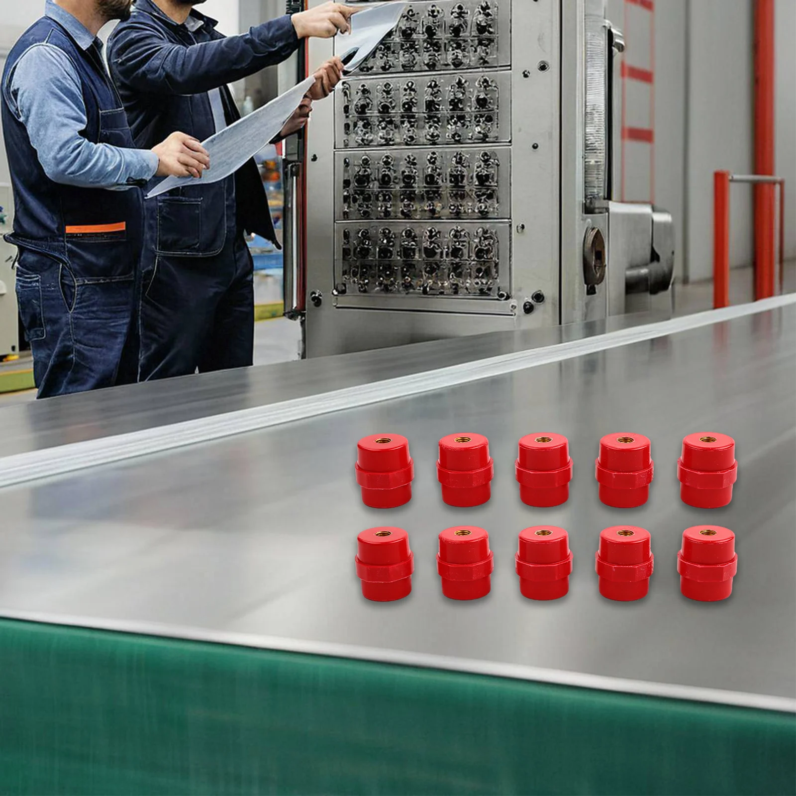 10Pcs Red Busbar Insulators SM35 M8 Polyester Spacer Insulators for Electrical Performance and Mechanical Strength