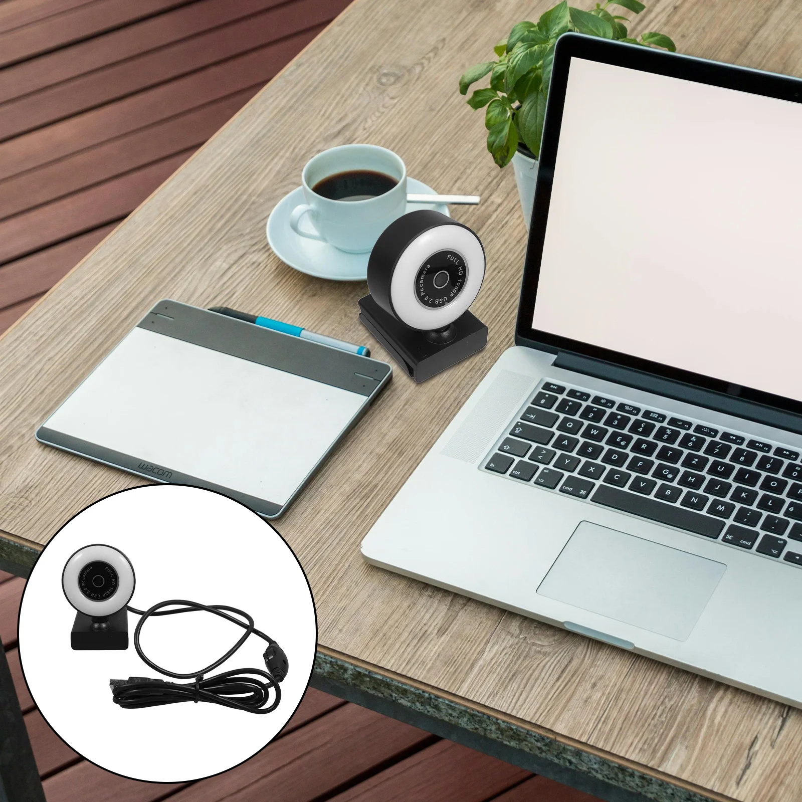 

1080P USB Web Camera Ring Light Computer Camera High Definition Webcam Driver-Free Plug Streaming Webcam with Noise