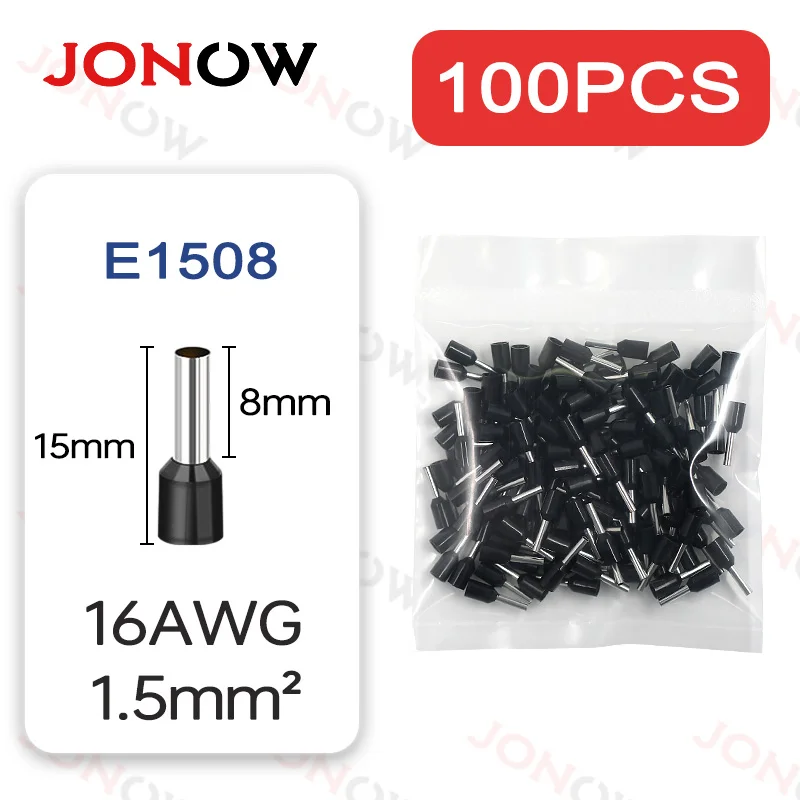 100PCS Röhren-Crimp-Klemmen Elektrokabel Aderendhülsen Steckverbinder E0508 E7508 E1008 E1508 E2508 E4009 E6012 Ringhülse – Detail 10