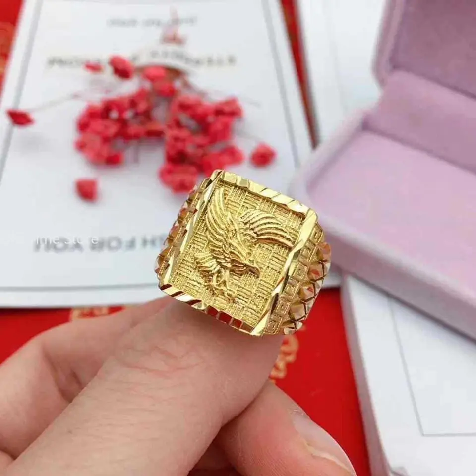 Exquisite Gold Color Eagle Ring for men brother Father women Jewelry open Engagement Wedding Finger Rings Not Fade