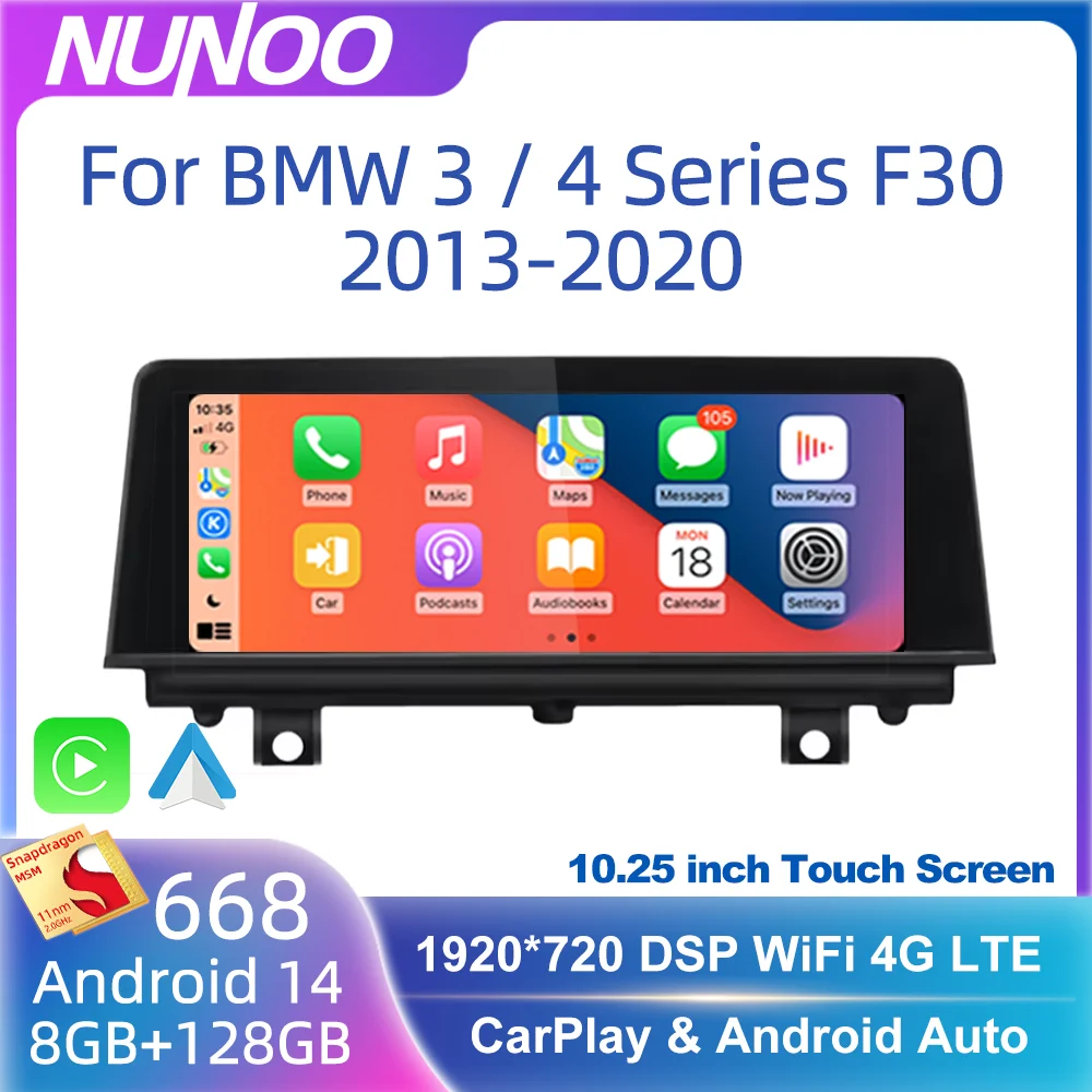 Qualcomm 668 Wireless Carplay Screen For BMW 3 4 Series F30 F31 F34 F35 F32 F33 F36 2012-2020 Car Multimedia Player GPS Navi