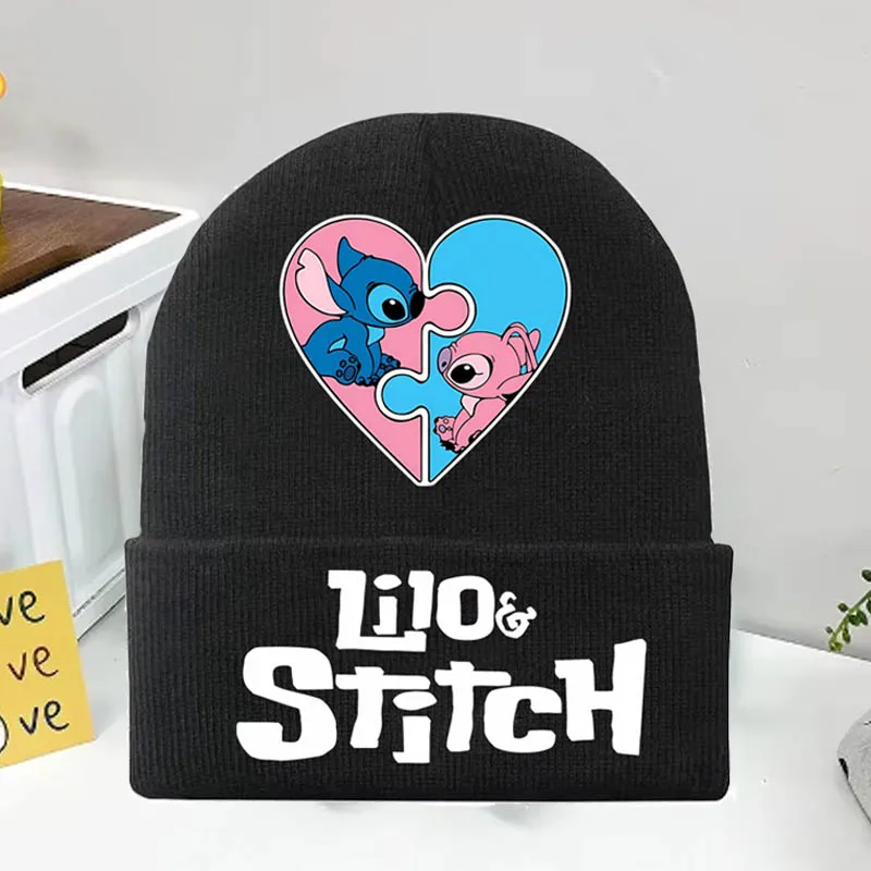 

2024 Disney Lilo & Stitch Children Cute Winter Hat Knitted Warm Newborn Cap Infant Beanie Solid Color Girl Boy Soft Crochet Hats