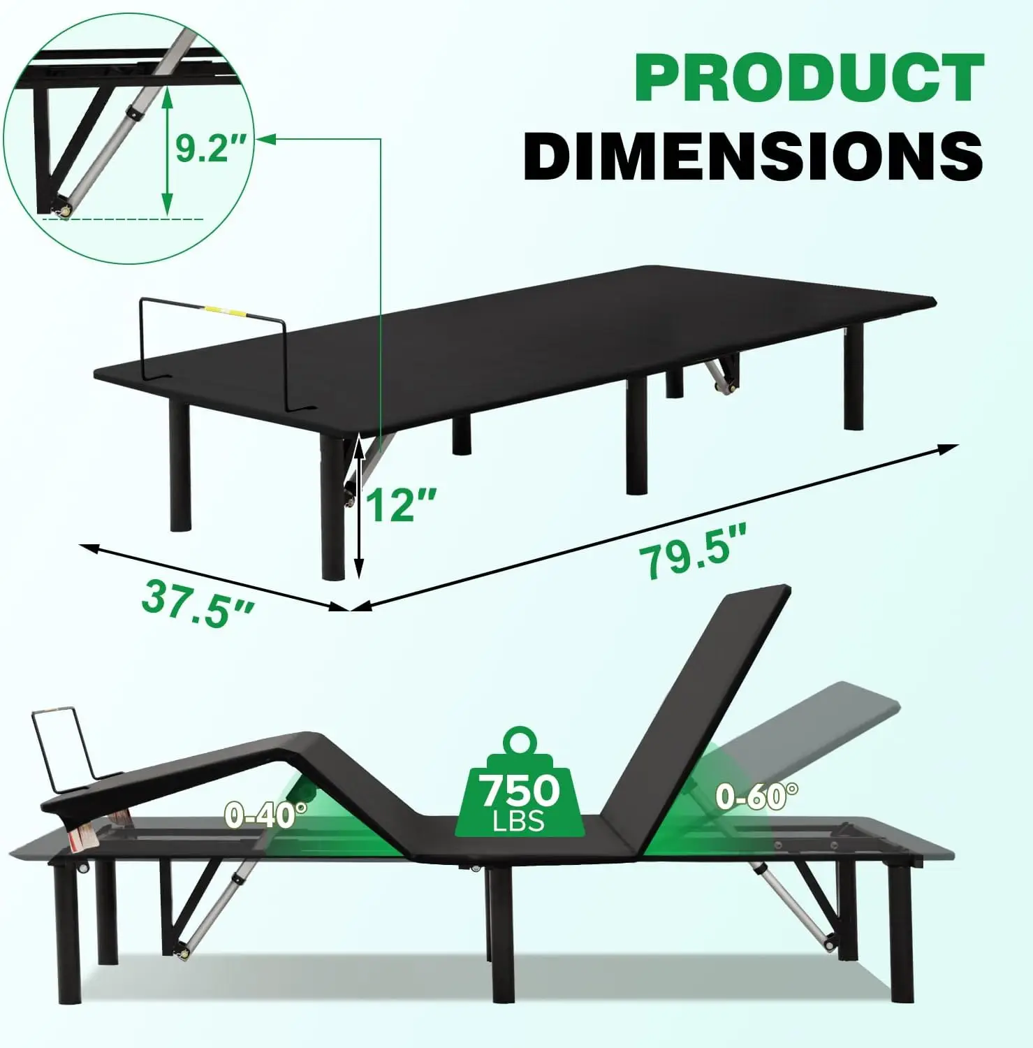 Adjustable Bed Base,Bed Frame With Head And Foot Incline,Anti-Snore, Wireless Control, Txl
