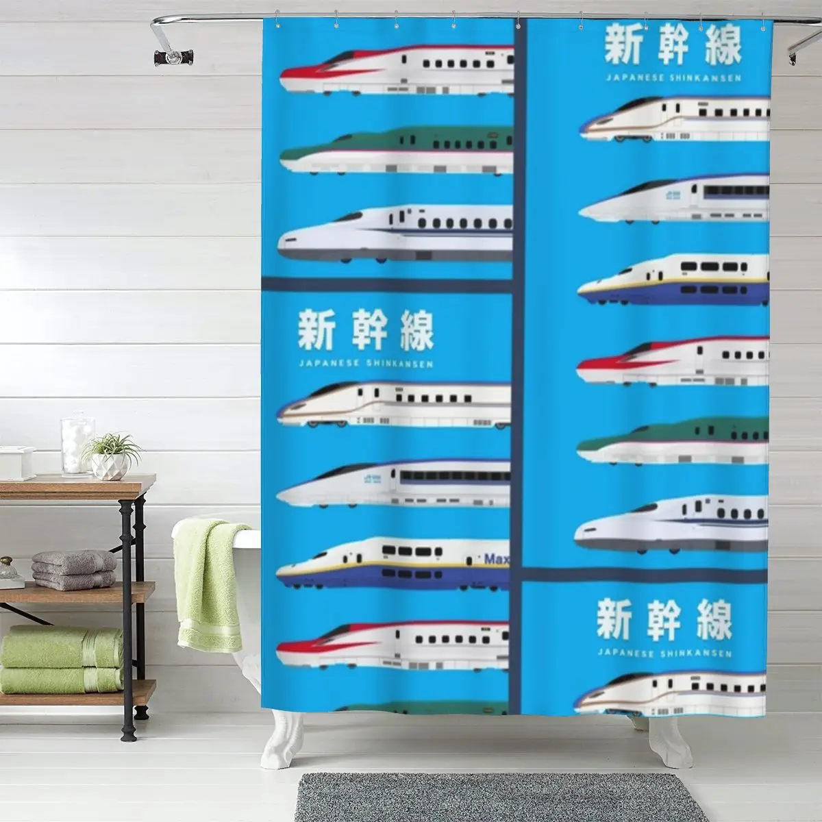 

Японские скоростные поезда Shinkansen - занавеска для душа с видом сбоку, полиэстеровая, водонепроницаемая, для ванной комнаты, с крючками
