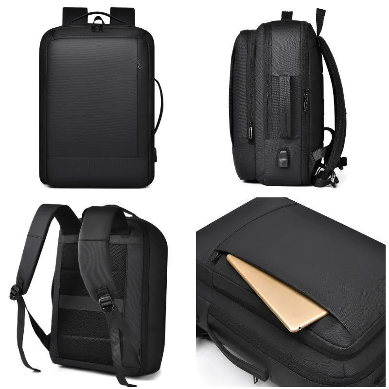 3Pcs Men Anti-Theft Backpack Set 15.6 Inch Laptop Bag with Soft Protective Panel Large Capacity 900D Oxford Travel Backpack