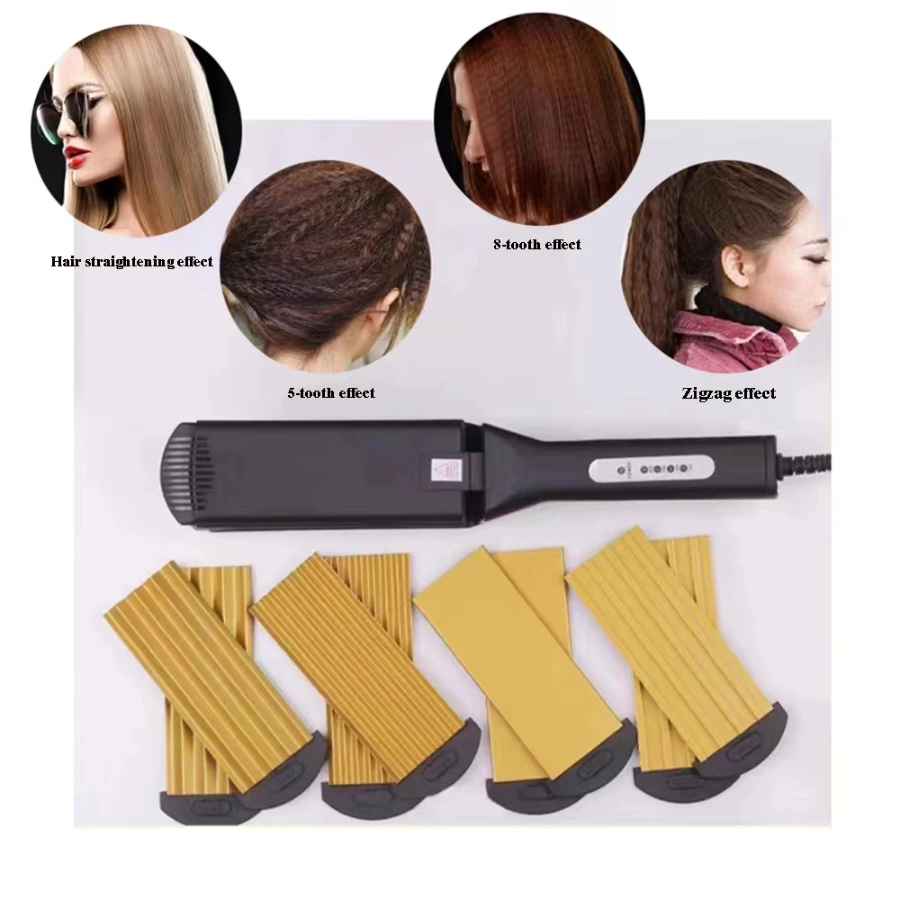 Professional Ceramic Corrugated Iron Electric Curling Crimped Wide Plates Beauty Hair Iron For Hair Wave Corrugation Flat Irons