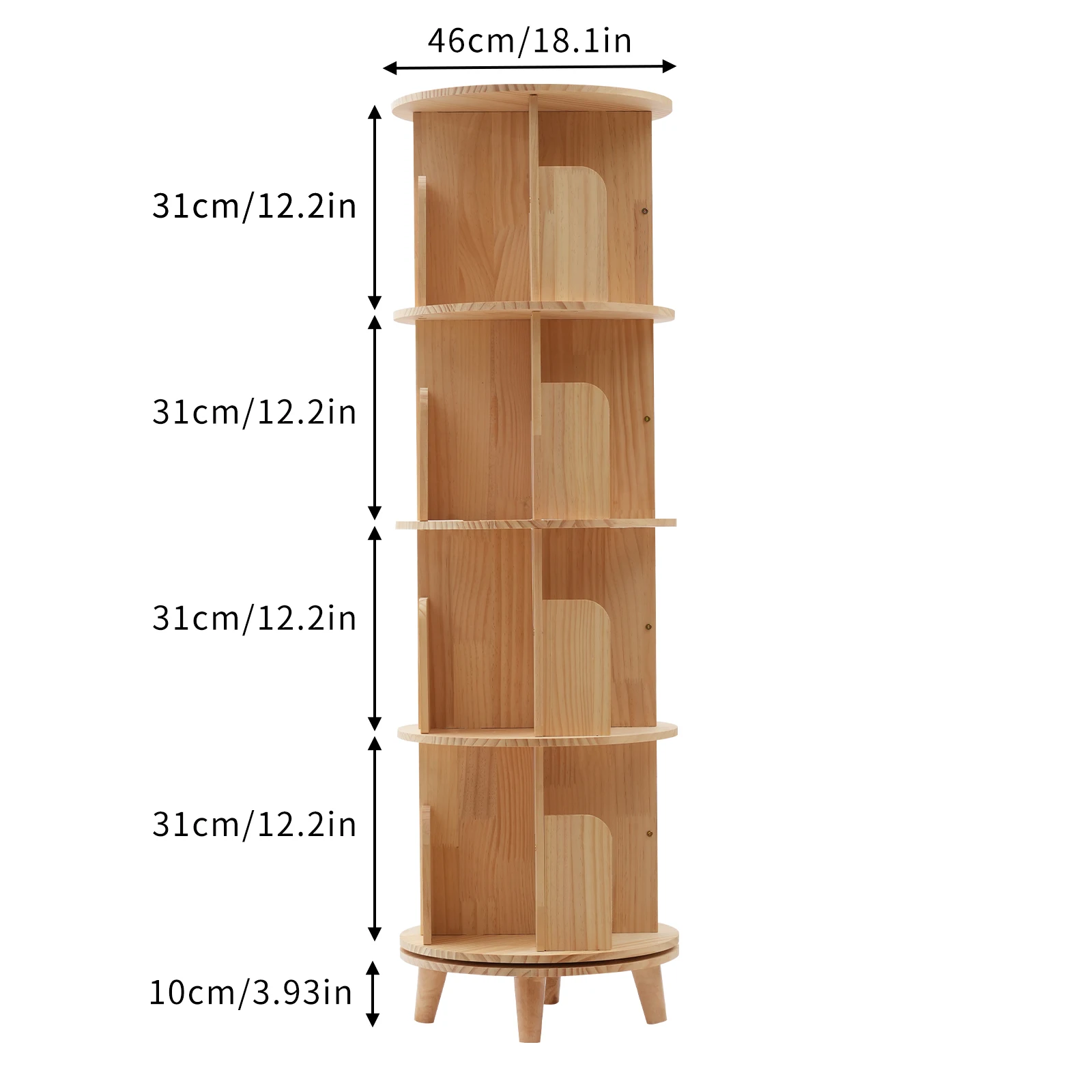 

Rotating Bookshelf 360 Display Floor Standing Bookcase Storage Rack for Kids&Adults Multi-Functional Bookshelf Organizer