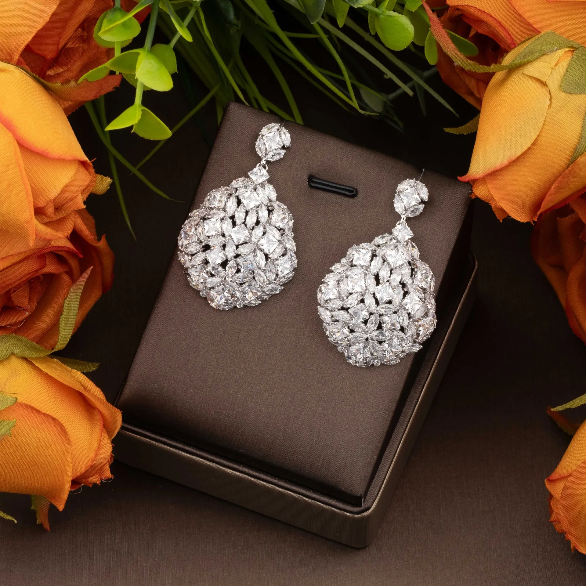 Cubic Zirconia CZ Earrings For Women 925 Sliver Dangle Pendant Earrings For Party Wedding Bridal Earrings Jewelry Accessories