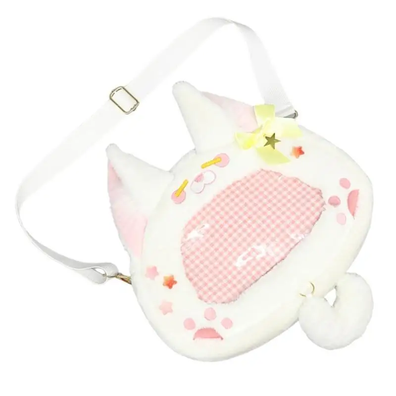 

652F Girls Itabag Harajuku Crossbody Bag Japanese Shoulder Bag Large Capacity Plush Bag Lovely Foxes Bag