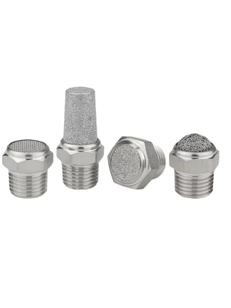 G1/8 1/4 3/8 1/2 Size SS304 Stainless Steel Sintered Mesh Filter Air Pneumatic Muffler Air Muffler Muffler