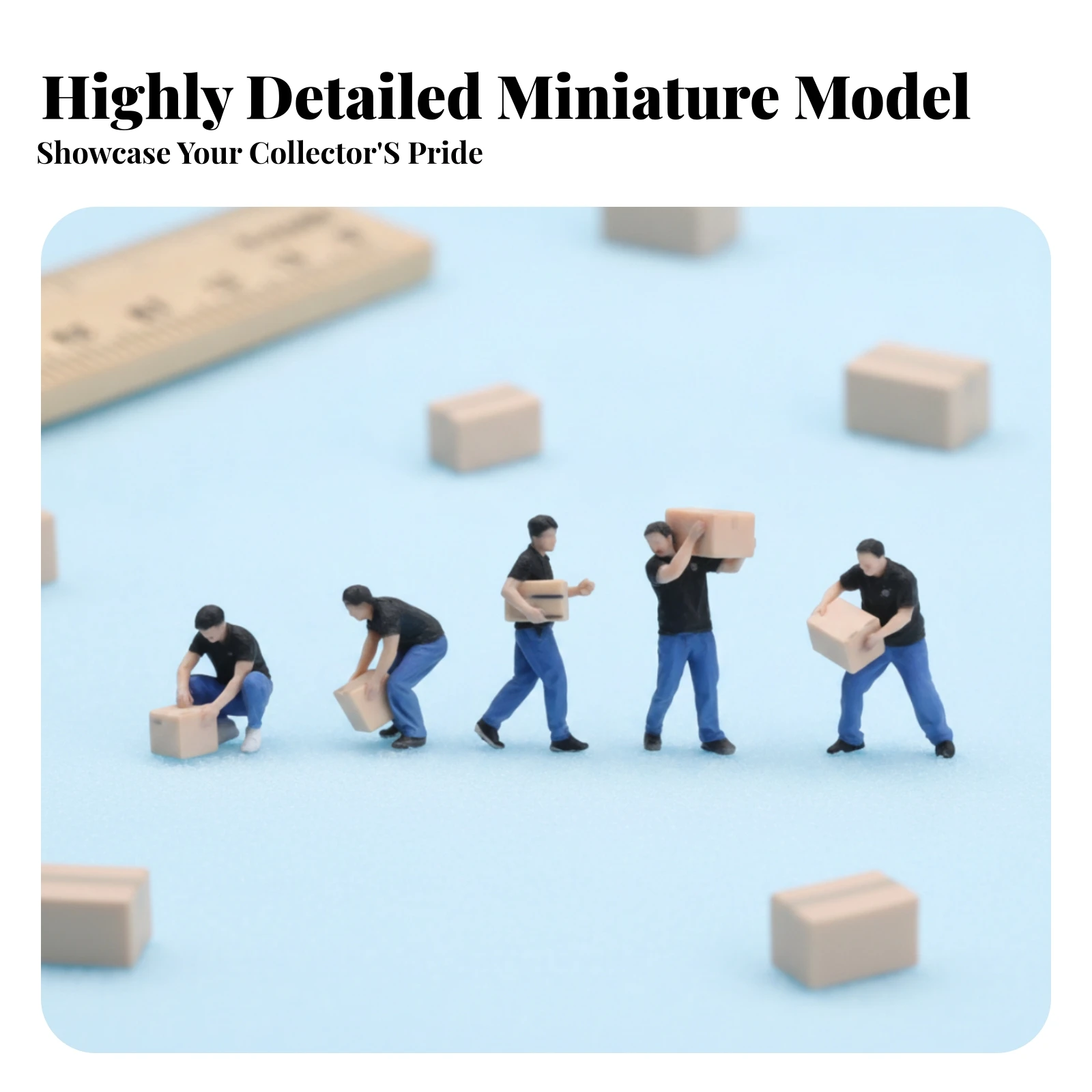 5 Pieces Delivery Worker Figures Realistic Pose 1/64 Scale Miniatures Mini Resin Figures