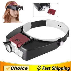 10X Headband Mounted Glasses Magnifier Adjustable Size LED Magnifier Reading Beauty Louver Glasses Optical Magnifier Lighting