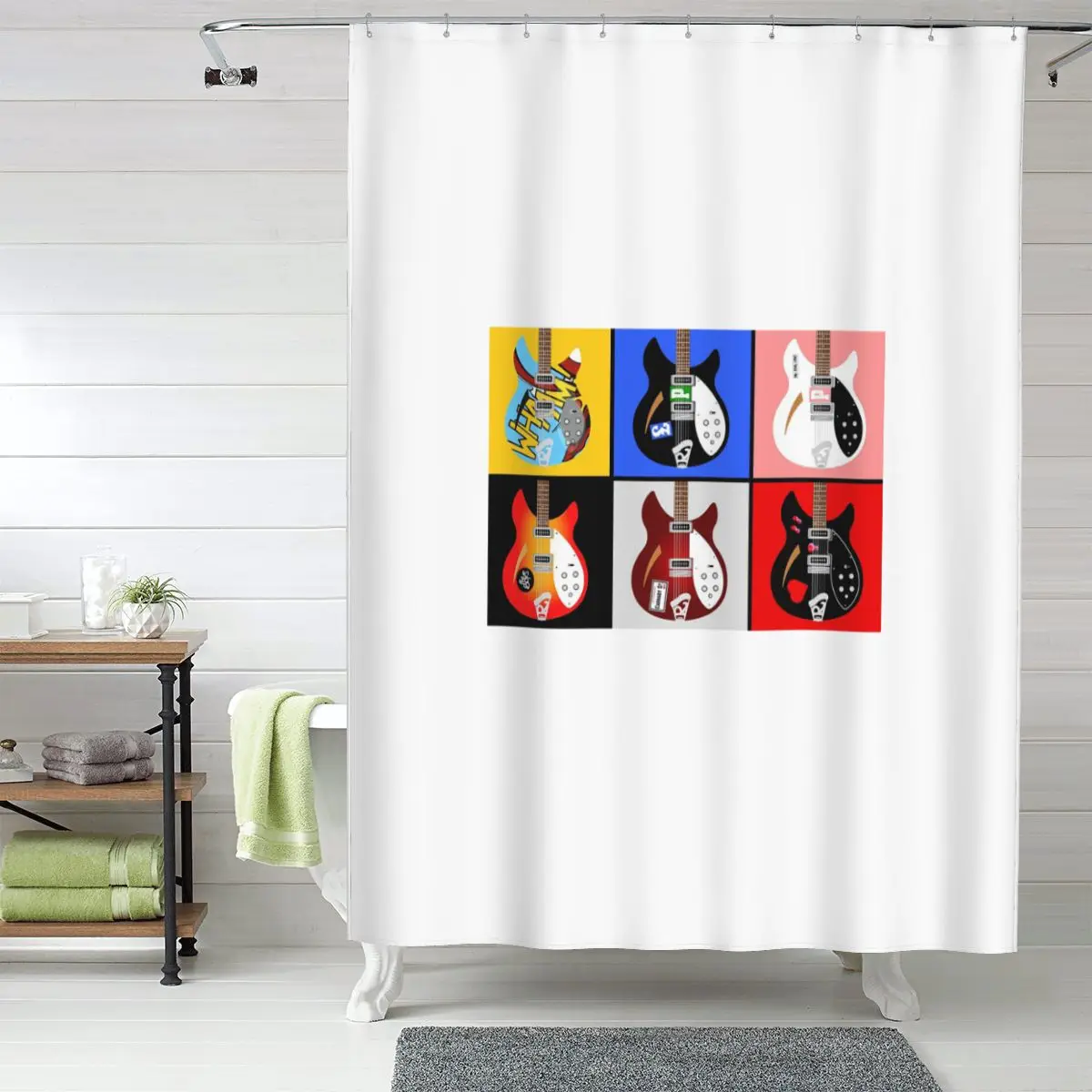 

Коллекция гитар Rickenbacker 330 от Пола Уэллера: занавеска для душа из полиэстера, водонепроницаемая, с крючками