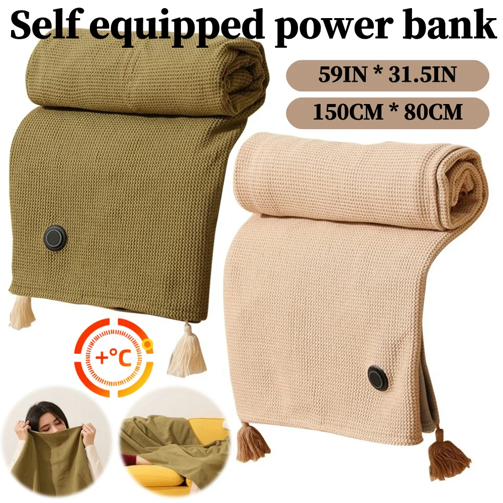 Wearable Heating Electric Blanket Shawl 3 Heating Levels USB Heated Blanket Shawl Portable Body Warmer Blanket for Home Office