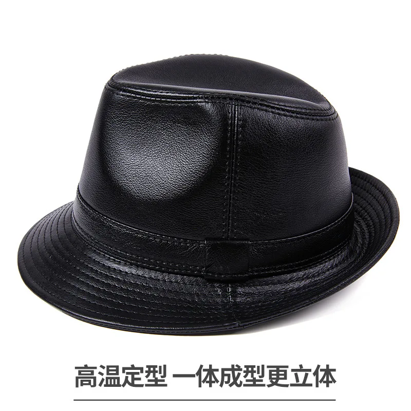 Korean version trendy sun British women's men's leather top jazz  couple business trip hat fashionable