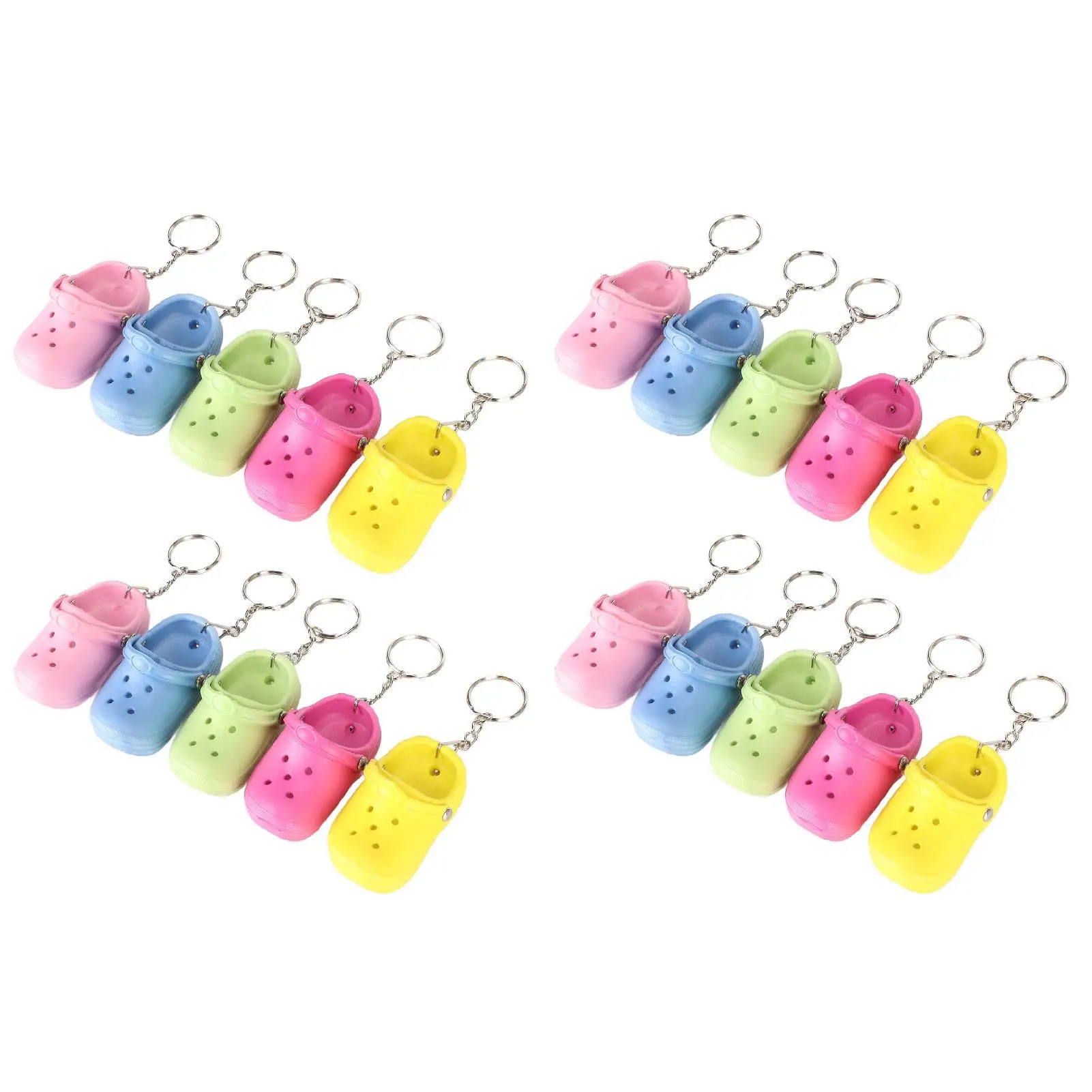 Colorful Silicone Shoe Keychains - Reusable Slipper Key Rings for kids ' Backpacks & Bags - 5 Fun Colors