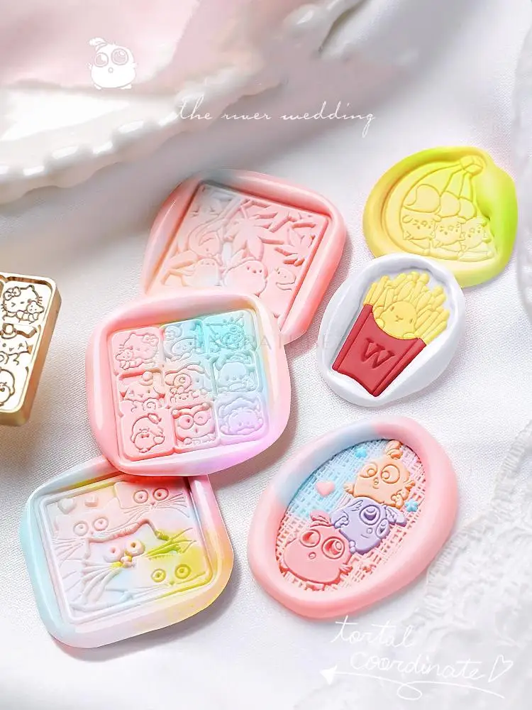 Cute Animal Pets Wax Seal Stamp Cat Bird Rabbit Bear Banana Fries Bunny Chick For Envelope Invitation Gift Wrap Scrapbooking