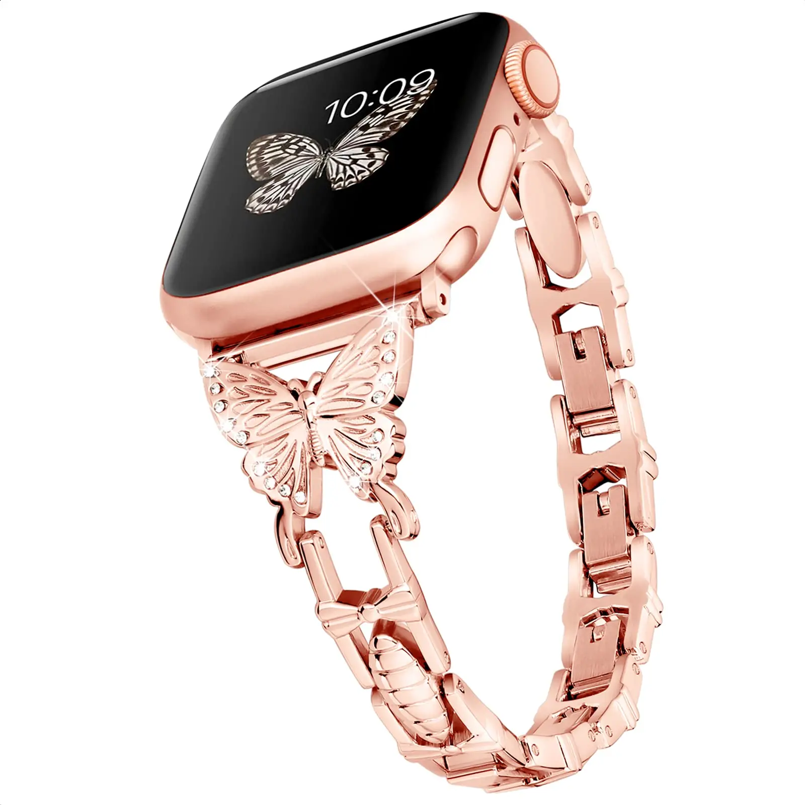 Diamant Metallband für Apple Watch Band 7 6 se 5 4 3 2 Schmetterling Armband 45mm 38mm 40mm 42mm 44mm für iwatch Schleife 41mm Schmuck