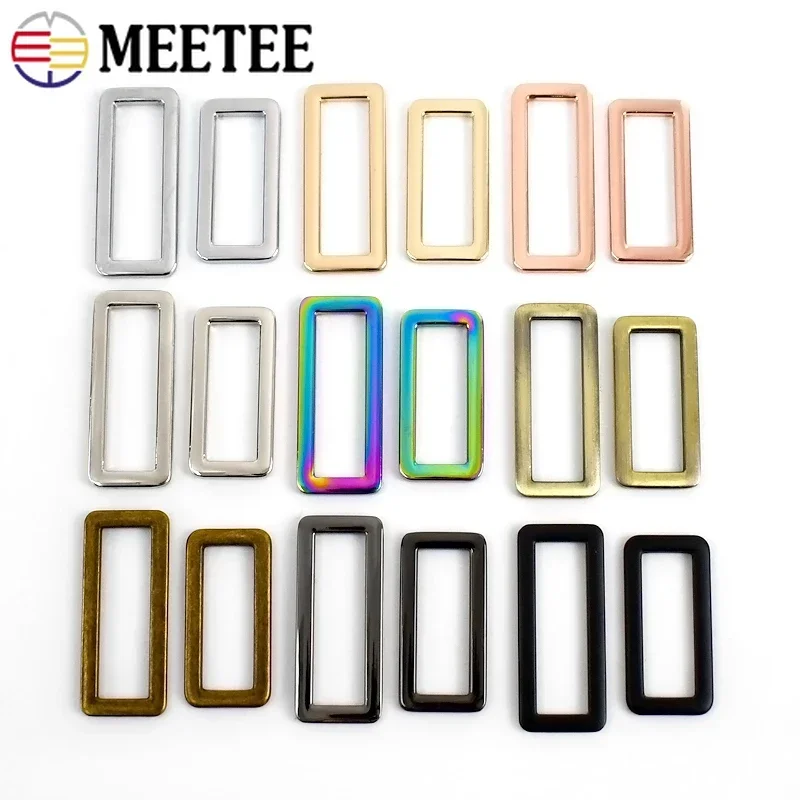 10/20Pcs Meetee 20-50mm Metal Webbing Adjuster Buckles Square Bag Backpack Strap Buckle Dog Collar Clasp DIY Hardware Accessory