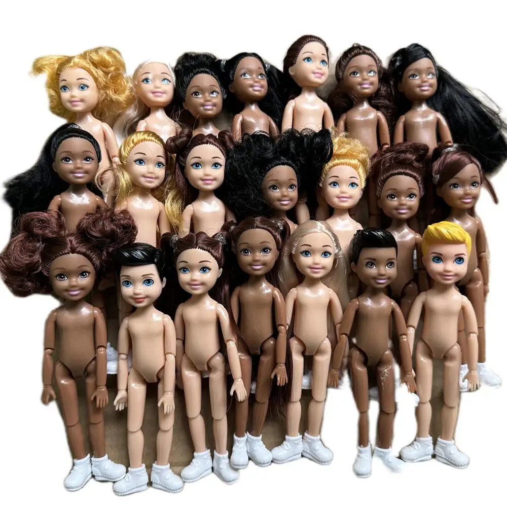14cm Little Kelly Joints Movable 5-inch Boys Girls Dark Ordinary Skin Naked Body Reborn Bjd 1/12 Toys White Blonde Black Hair