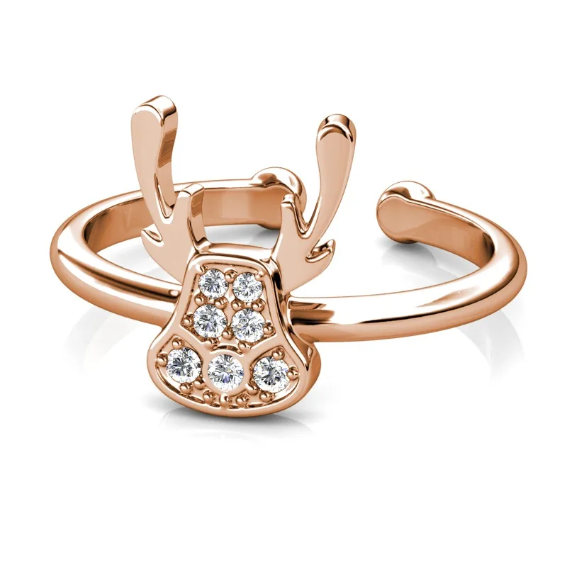 

Daisini Cute Charm Rings Crystal Crystals From Swarovski 18k Rose Gold Plated Brass Fashion Jewelry for Women Girls Stack-able