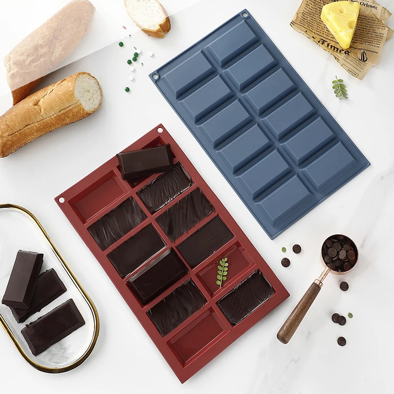 Rechteckige Schokoladenformen zum Selbermachen, 12-Hohlraum, Kuchen, Fondant, Fudge, Silikonform, Gelee, Pudding, Waffel, Backwerkzeuge, Küche, Backgeschirr