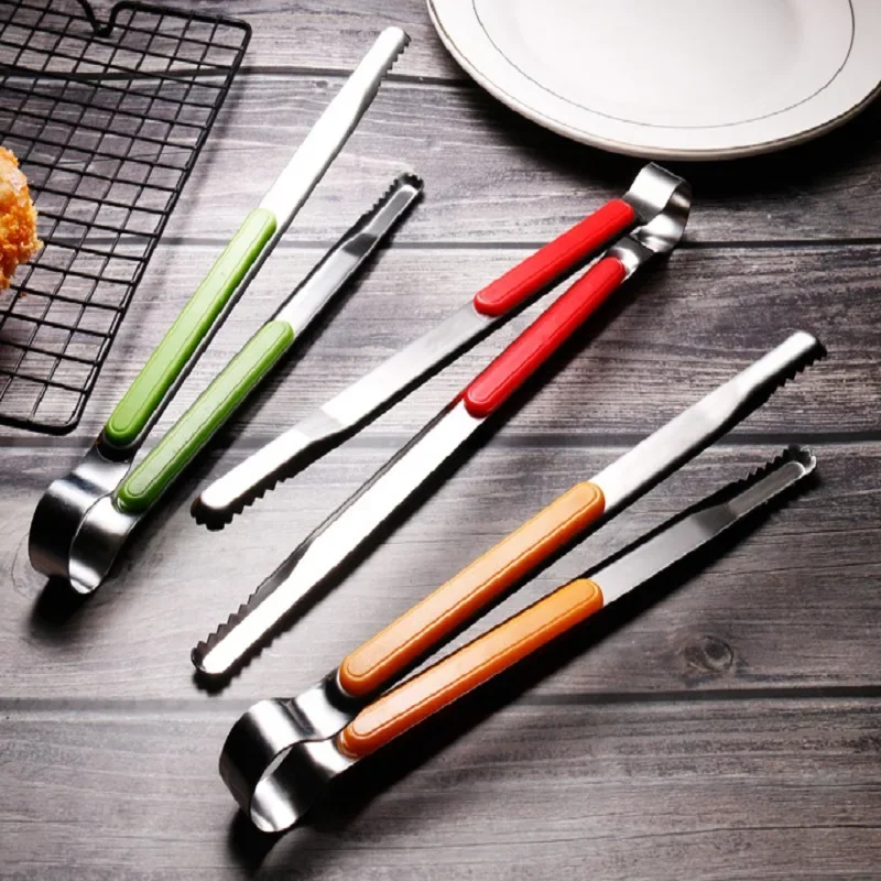 Kitchen Pickle Picker Stainless Steel Kitchen Utensils 10inch Sizes Korean BBQ Style Food Tong Multi-function Bread Clipers