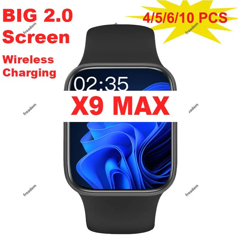 Top! Iwo Smart Watch 8 X9 Max 2.0inch Wireless Charging Call Message Reminder Heart Rate Blood Pressure DIY Watch Faces Smart