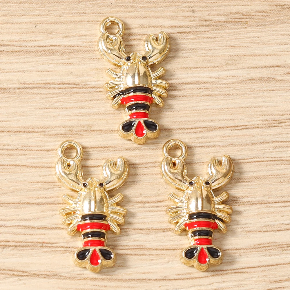 Tusember 20 Stück Bunte 19*10mm Kawaii Emaille Niedliche Hummer-Anhänger Schmuckherstellung Armband Halskette DIY Ohrringe Zubehör – Detail 6