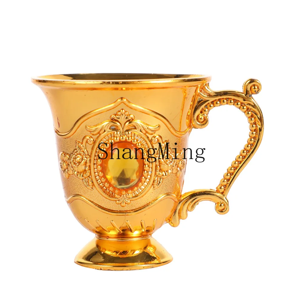 

PYH retro Baijiu cup with handle metal handicraft creative home wine cup ornament light luxury metal spirit cup