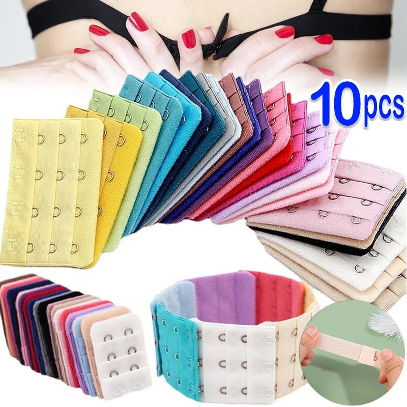 1/10pcs Nylon Extenders Buckle Extension for Women 3 Row 2 Hooks Bra Strap Extender Sewing Tool Hook Intimates Accessories