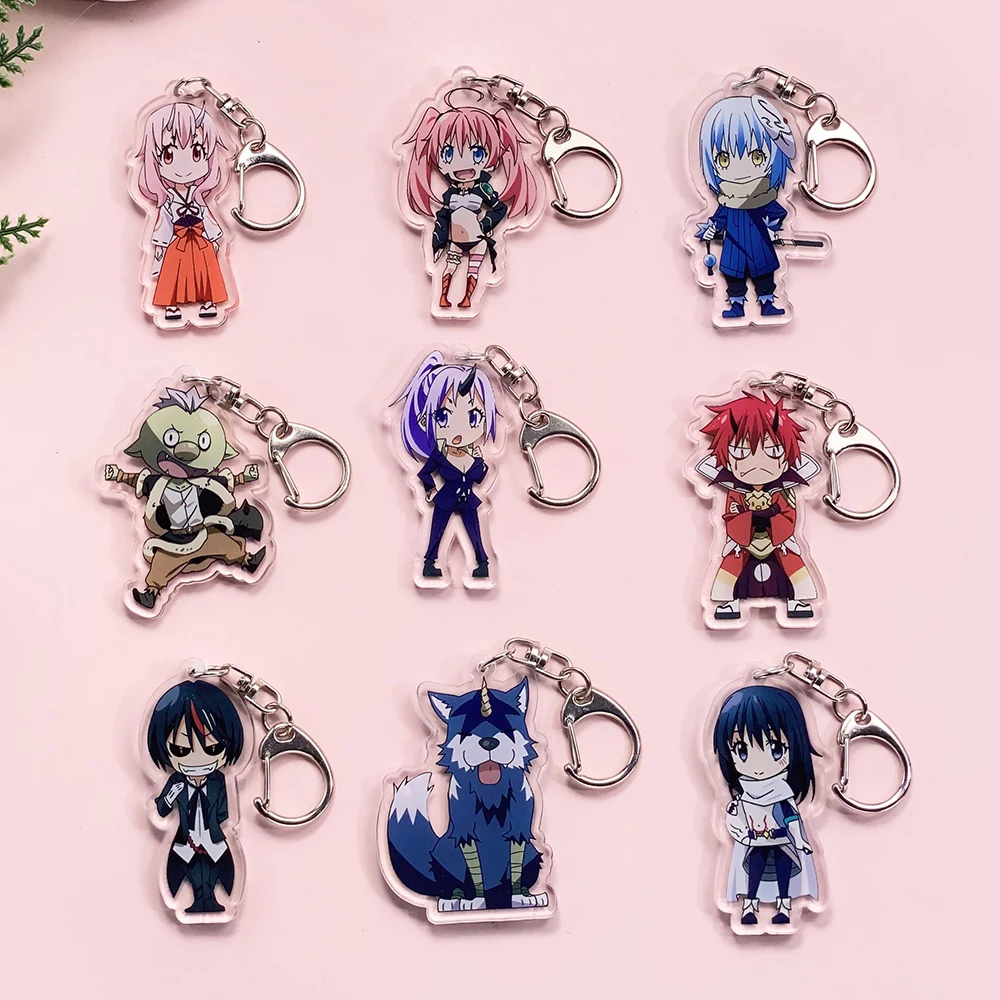 9Pcs Anime That Time I Got Reincarnated as a Slime Acrylic Car Keychain Cute Backpack Pendant Bag Charms Accessories Decoration