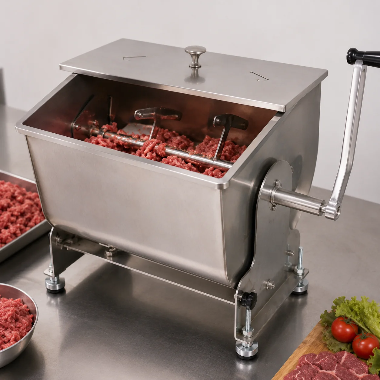 Commercial Meat Mixer 30L - Mixer Daging Manual Stainless Steel Food
